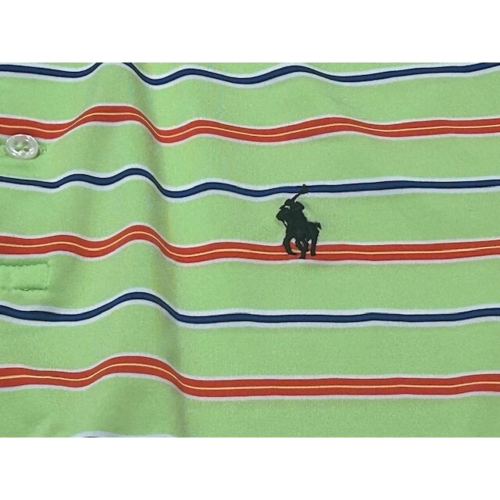 Polo Ralph Lauren Men's Striped Polo Shirt Neon Green Blue Pony Short Sleeve - M - Picture 2 of 12